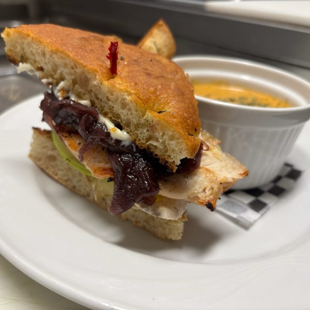 Chicken apple brie sandwich.