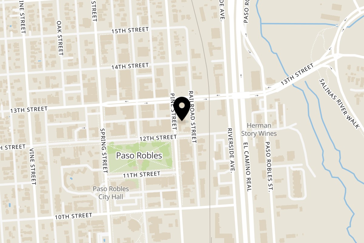 Map showing the location of Sienna & Hope bistro on 1218 Pine St in Paso Robles